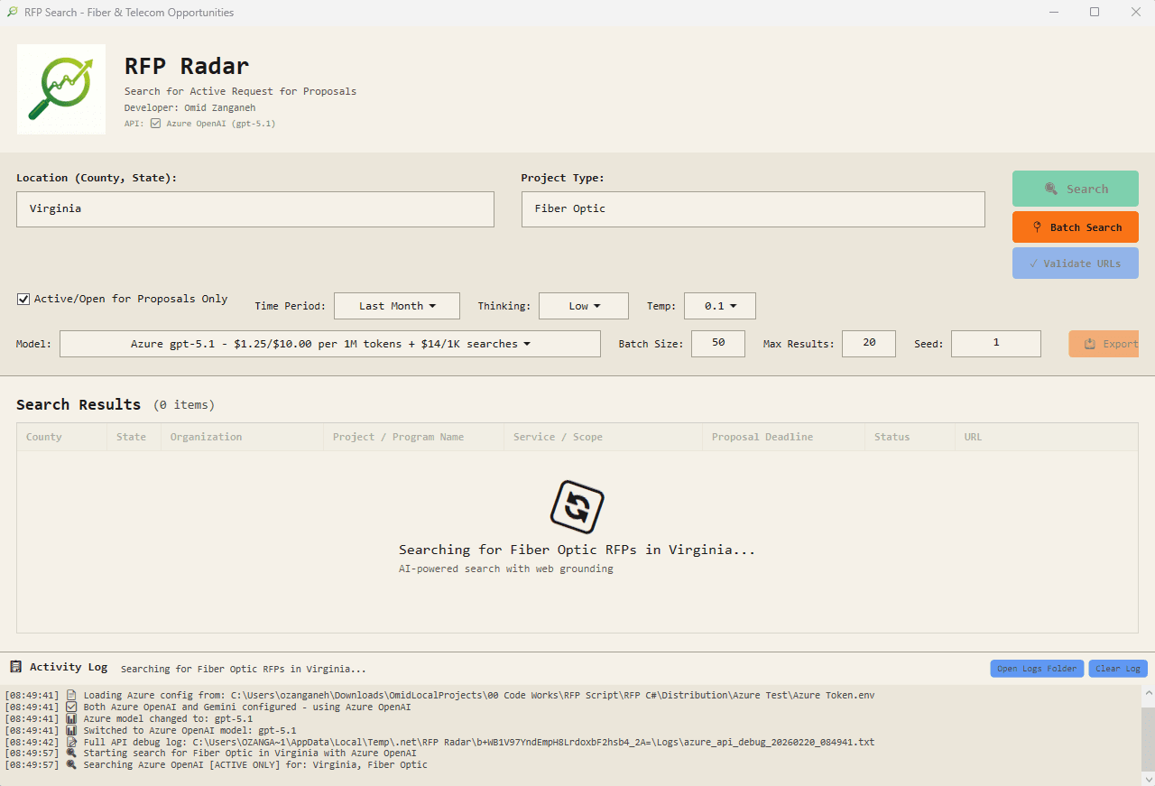 RFP Radar screenshot