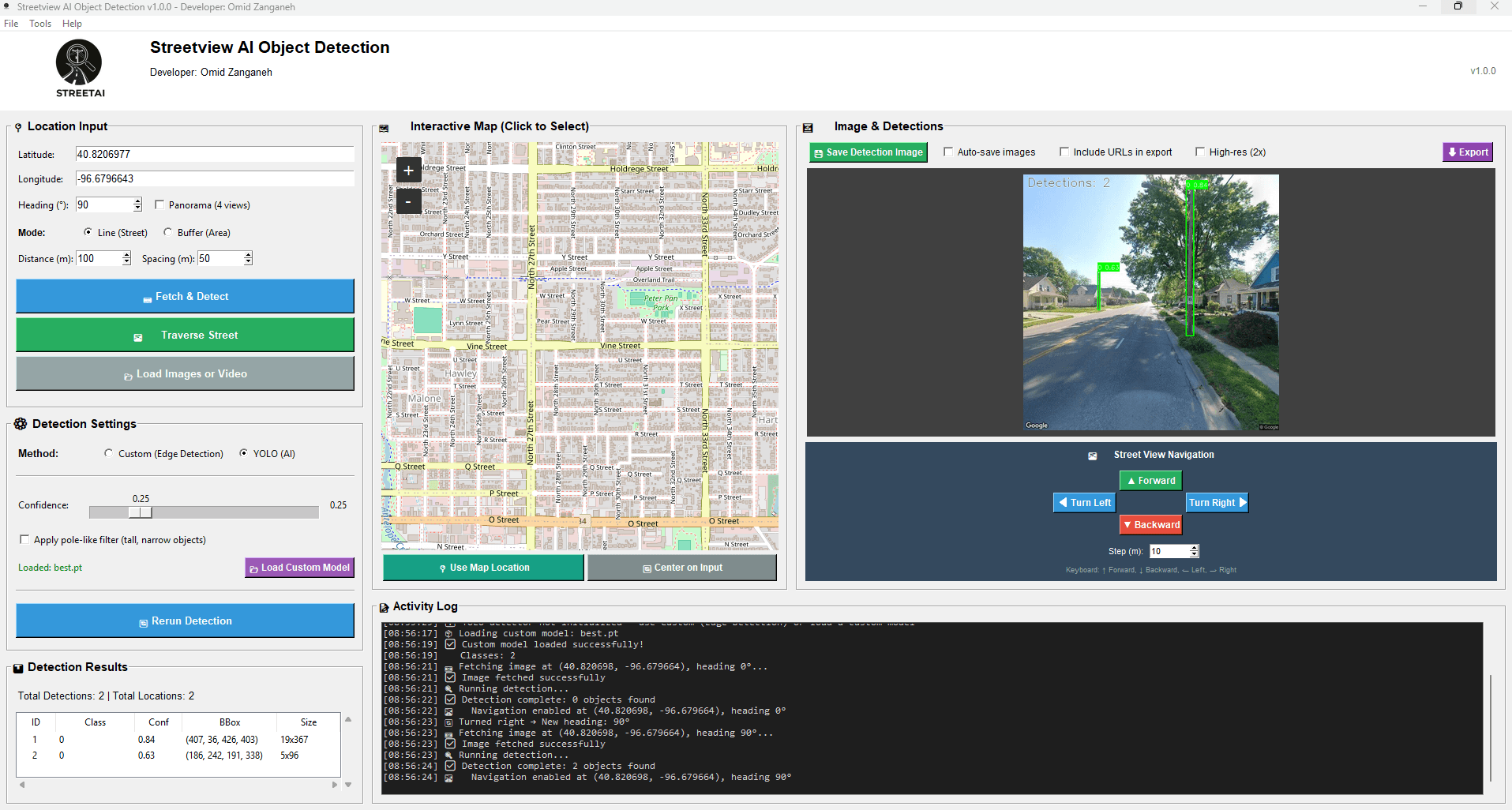 Streetview AI Object Detection screenshot